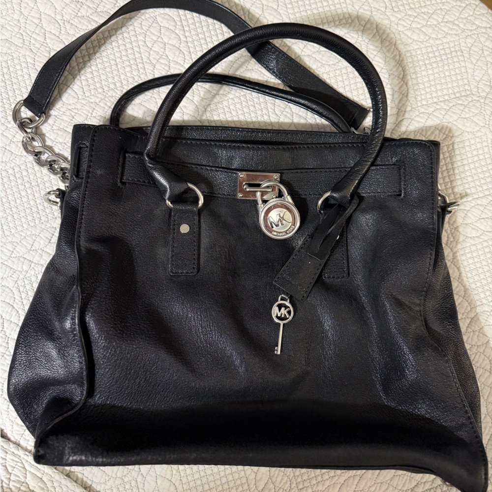 Michael Kors Black Leather Hamilton Bag Large